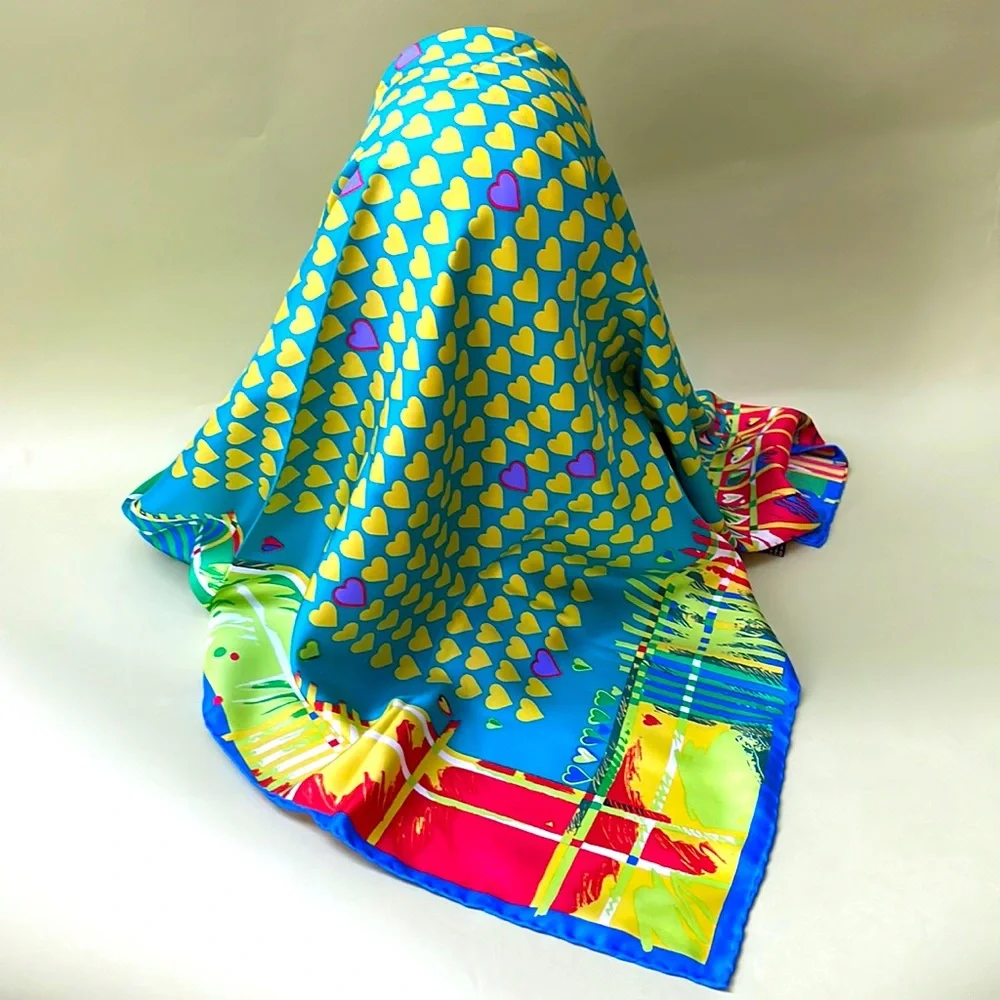 New vintage bright multicolored Versace large silk scarf